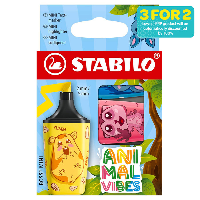 STABILO BOSS MINI Animal Vibes Highlighter (3 Pack)