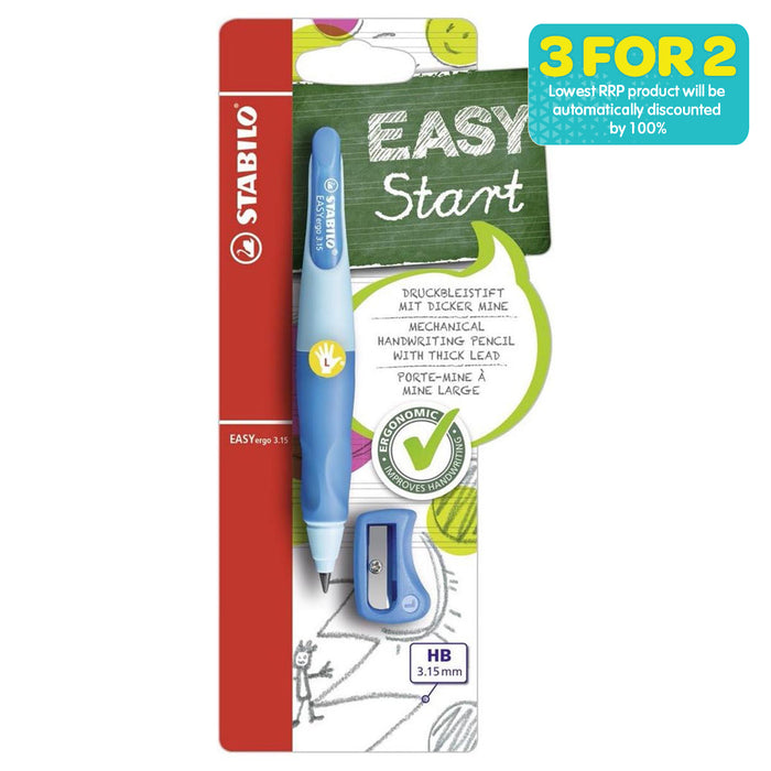 STABILO EASYergo 3.15 HB Pencil Light Blue/Dark Blue Left Handed Grip