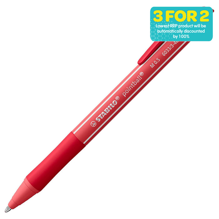 STABILO pointball colorful Rust Red Ballpoint Pen with Red Ink