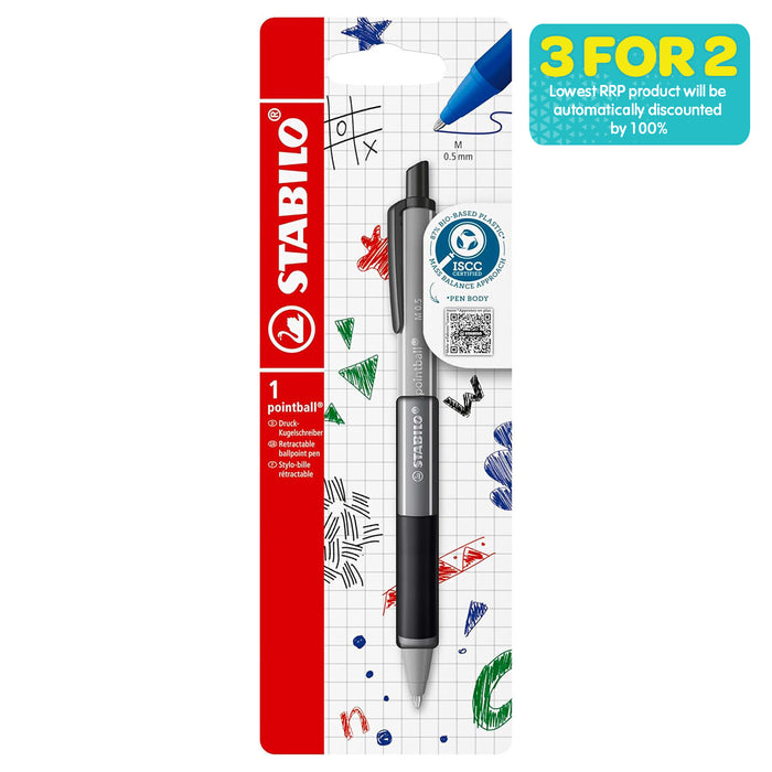 STABILO pointball colorful Dark Grey Ballpoint Pen with Black Ink