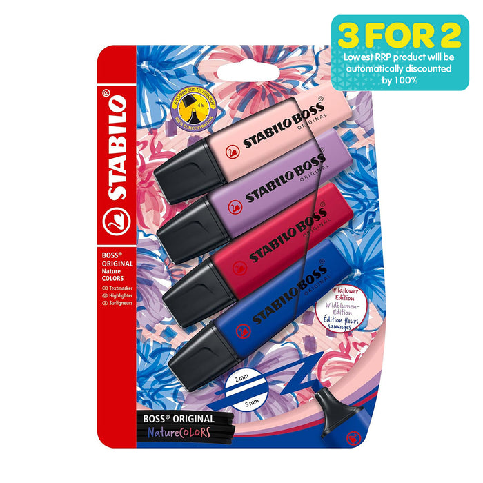 STABILO BOSS ORIGINAL NatureCOLORS Wildflower Edition Highlighter (4 Pack)