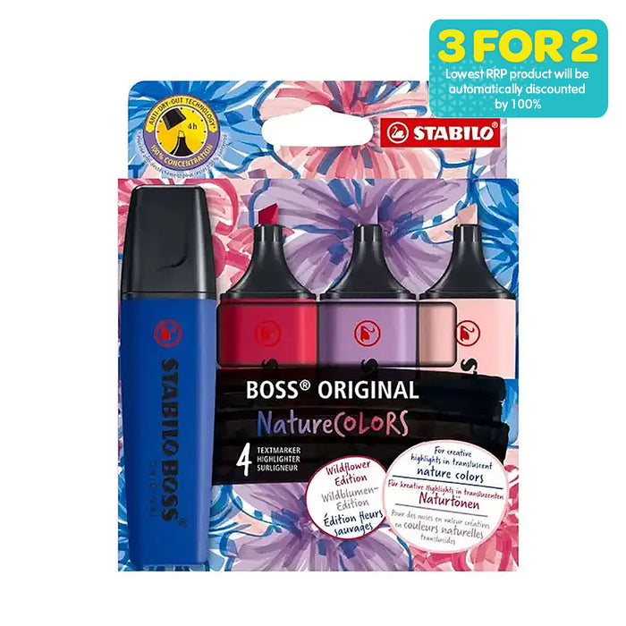 STABILO BOSS ORIGINAL NatureCOLORS Wildflower Edition Highlighter (4 Pack)