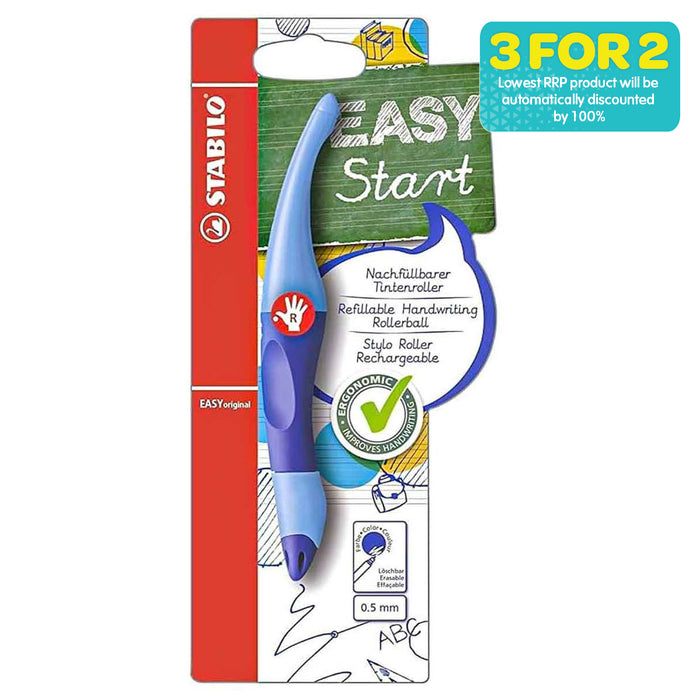 STABILO EASYoriginal Refillable Handwriting Rollerball Pen Dark/Light Blue Right Handed Grip