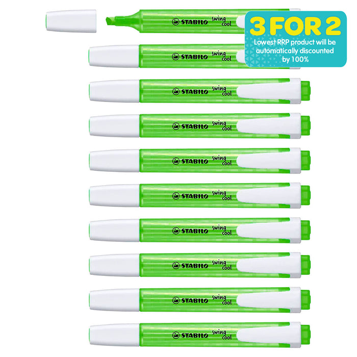 STABILO swing cool Green Highlighter Box of 10