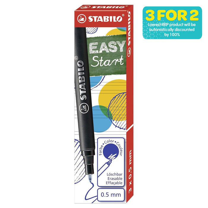 STABILO EASYoriginal Handwriting Rollerball Pen Blue Refill Cartridges (3 Pack)