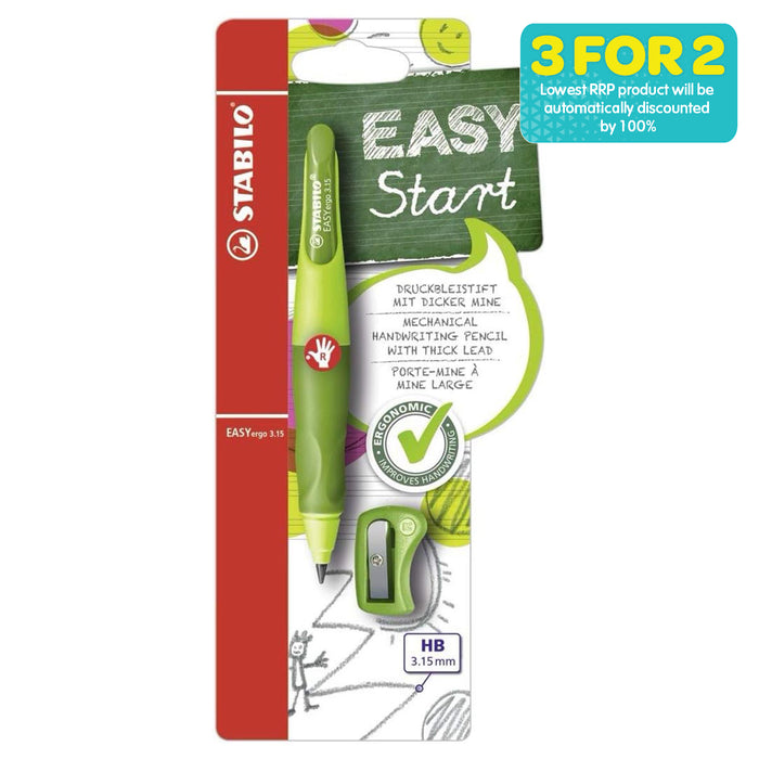 STABILO EASYergo 3.15 HB Pencil Light and Dark Green Right Handed Grip