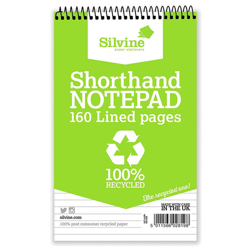 Silvine Shorthand Notepad 100% Recycled 160 Pages Lined