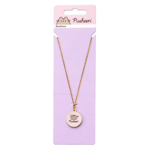 Pusheen the Cat Logo Pink Enamel Necklace