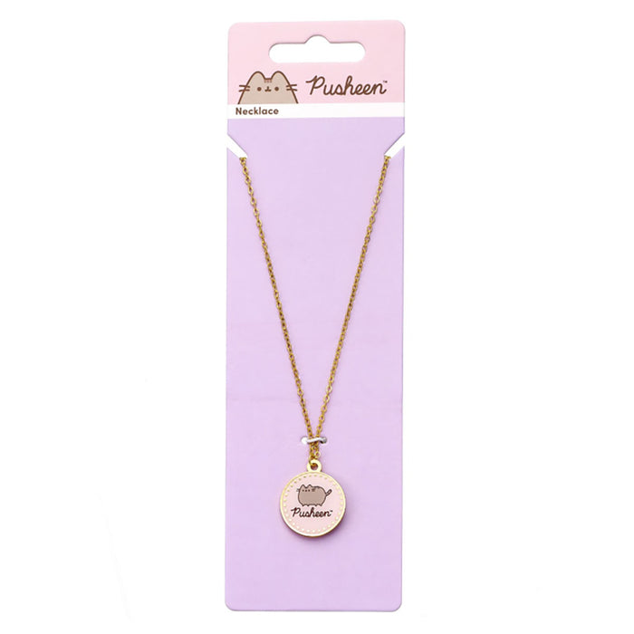 Pusheen the Cat Logo Pink Enamel Necklace