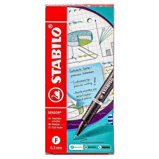 STABILO SENSOR F fineliner Pens Blue (10 Pack)
