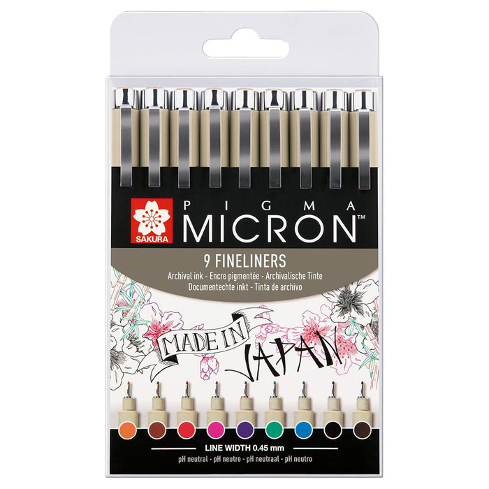 Sakura Pigma Micron 05 Fineliner Set 9 Colours