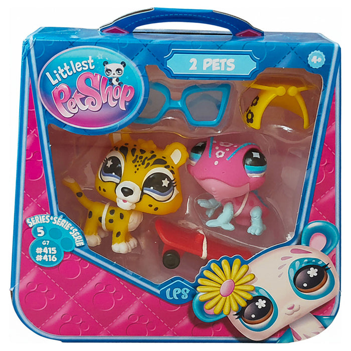Littlest Pet Shop 2 Pets Series 5 G7 #415 Chameleon & #416 Jaguar Figures