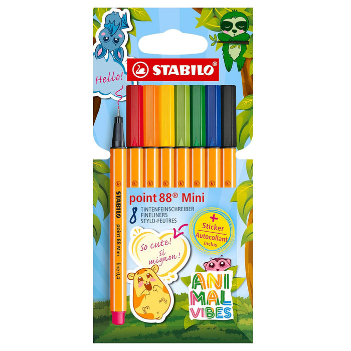 STABILO point 88 Mini Animal Vibes Fineliner (8 Pack)