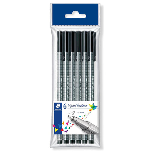 Staedtler Triplus Fineliner Black Pens (6 Pack)