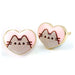 Pusheen the Cat Pink Enamel and Gold Heart Stud Earrings