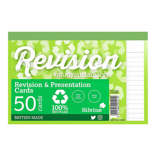 Silvine A6 Revision & Presentation 50 Cards 100% Recycled