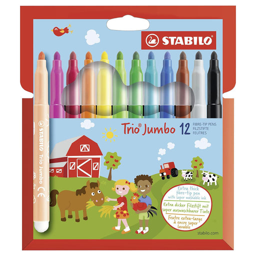 STABILO Trio Jumbo Extra Thick Fibre-Tip Pens (12 Pack)