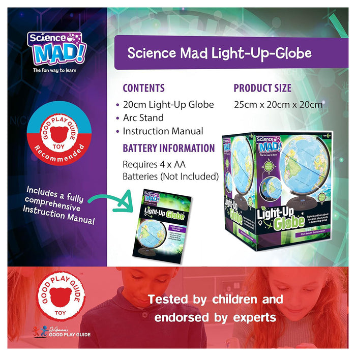 Science Mad Light-Up Globe 20cm