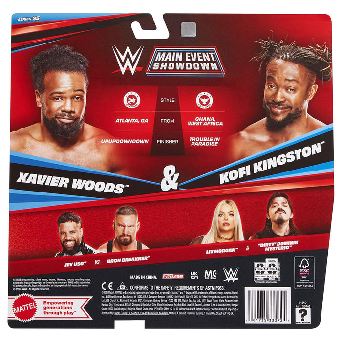 WWE Main Event Showdown Series 25 Xavier Woods & Kofi Kingston 6" Figures Set