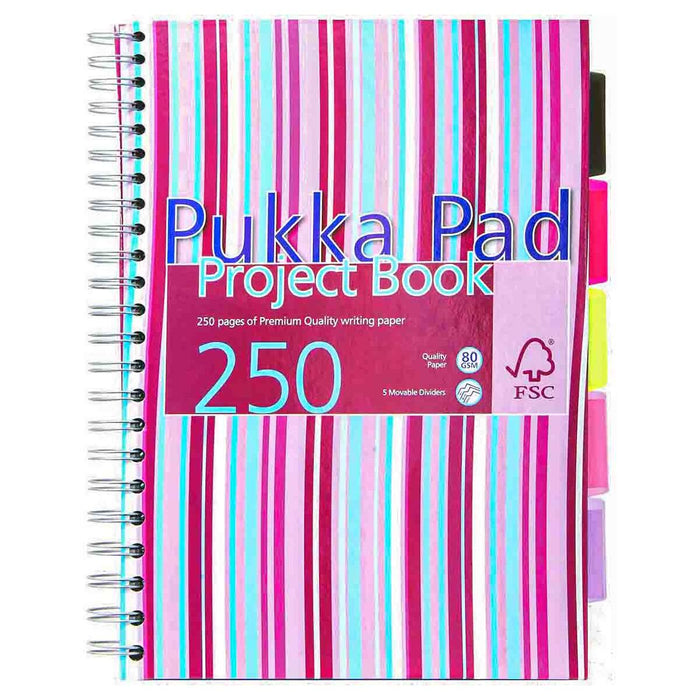 Pukka Pad A4 Stripy Project Book 250 Pages (styles vary)
