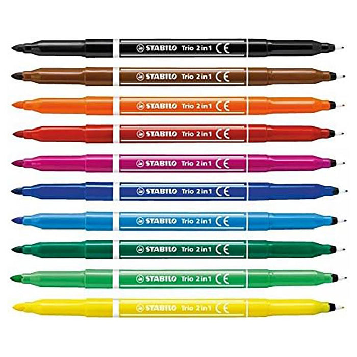 STABILO Trio 2 in 1 Fibre-Tip Pens (10 Pack)