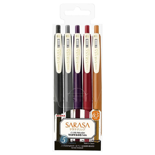 Zebra Pen SARASA Gel CLIP 0.5 mm with 5 Vintage Colours 