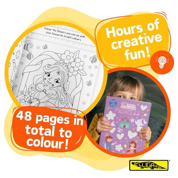 Gem Sticker and Colouring Princess Book