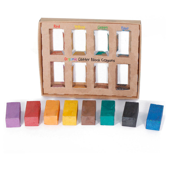 Booghe Organic Glitter Block Crayons (8 Colours)