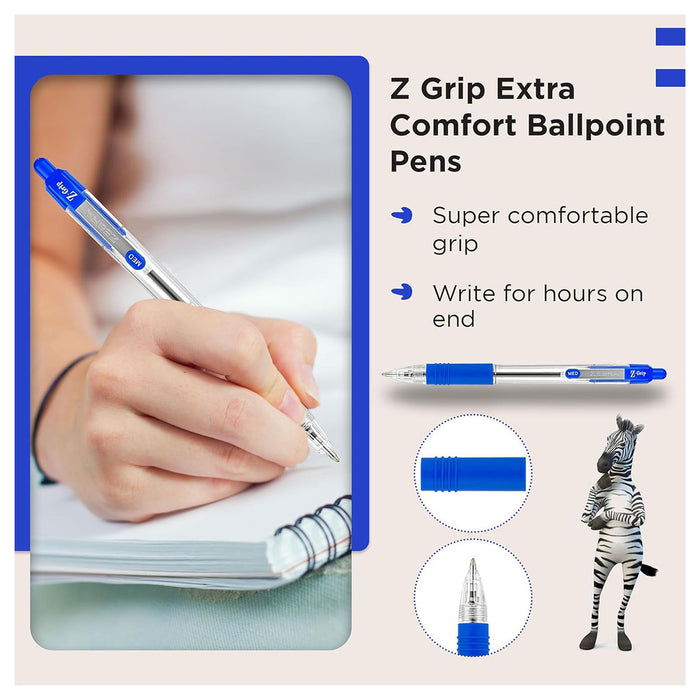 Zebra Z-Grip Ballpoint 8 Pack Blue ink