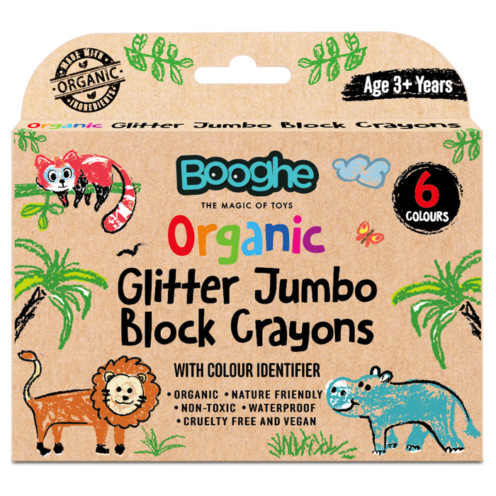 Kid’s Crayons Glitter Jumbo Block Shape - Organic (Pack of 6)