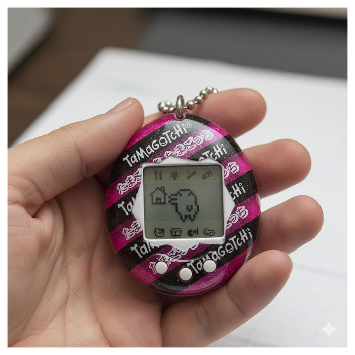 Tamagotchi Gen 1 Purple and Black Stripes Virtual Reality Pet
