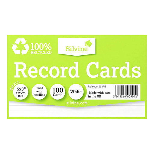 Silvine Record Cards 100% Recycled