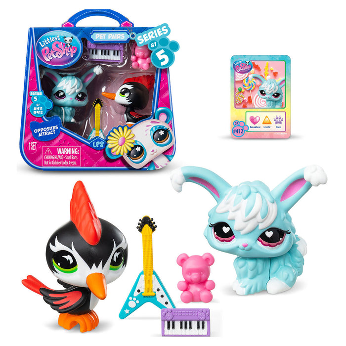Littlest Pet Shop 2 Pets Series 5 G7 #411 Rabbit & #412 Woodpecker Figures