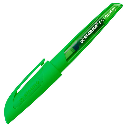 STABILO EASYbuddy NEON Green Medium Nib Fountain Pen with Blue Ink Cartridge