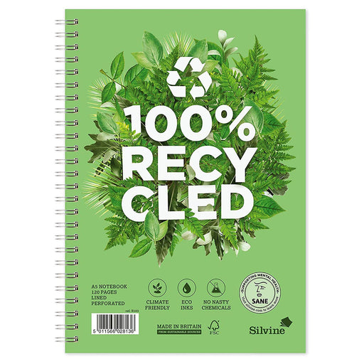 Silvine A5+ 100% Recycled Notebook 120 Pages Ruled