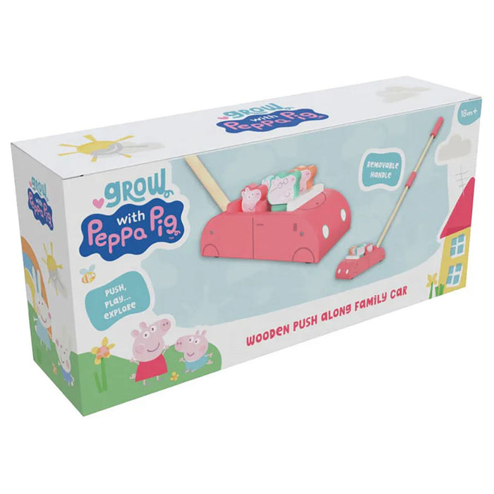 Grow with Peppa Pig Wooden Push Along Family Car
