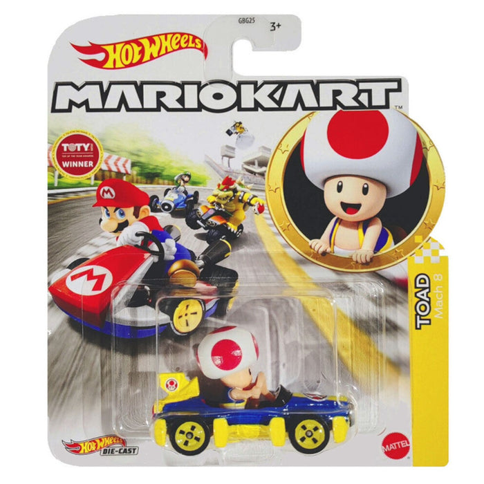 Hot Wheels Mario Kart Toad Mach 8 Vehicle