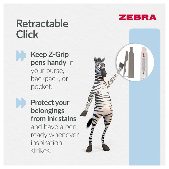 Zebra Pen Z-GRIP Smooth Glam Black Ink Ballpoint Pens 3pk