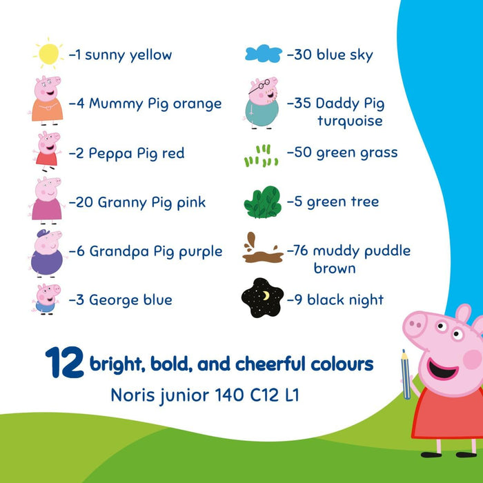 Staedtler Peppa Pig Noris Junior 3-in-1 Pencils & Sharpener (12 Pack)