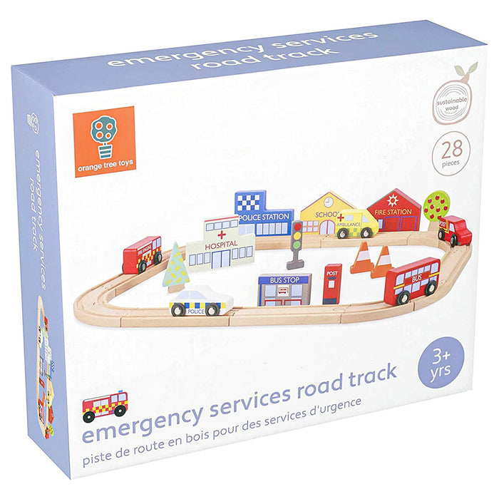 Orange Tree Toys Emergency Services Road Track Set