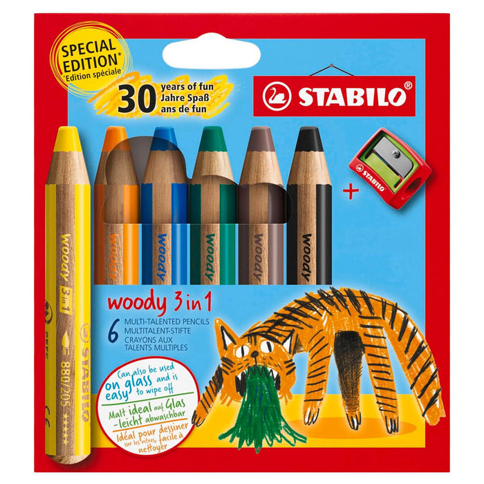 STABILO woody 3 in 1 Multi-Talented Pencils Special Edition Tiger (6 Pack)