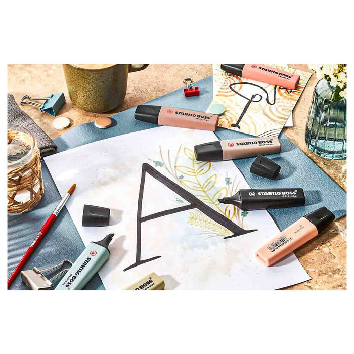 STABILO BOSS ORIGINAL NatureCOLORS Textmarker Mud Green, Sienna, Umber, Black (4 Pack)