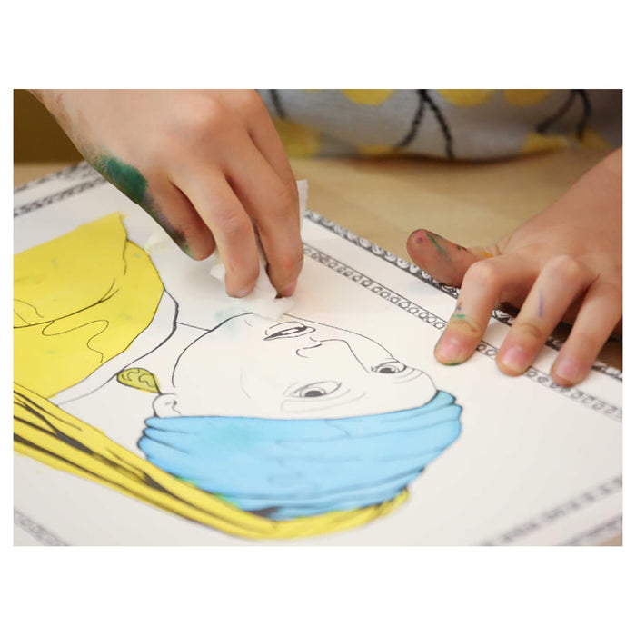 Washable Art Johannes Vermeer 'Girl with a Pearl Earring' Colouring Protective Mat