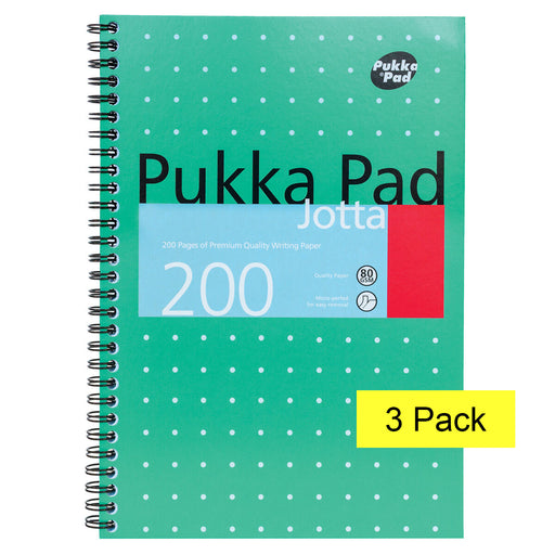 Pukka Pad B5 Jotta Metallic Notebook 200 pages 80gsm Wirebound Ruled Pack of 3