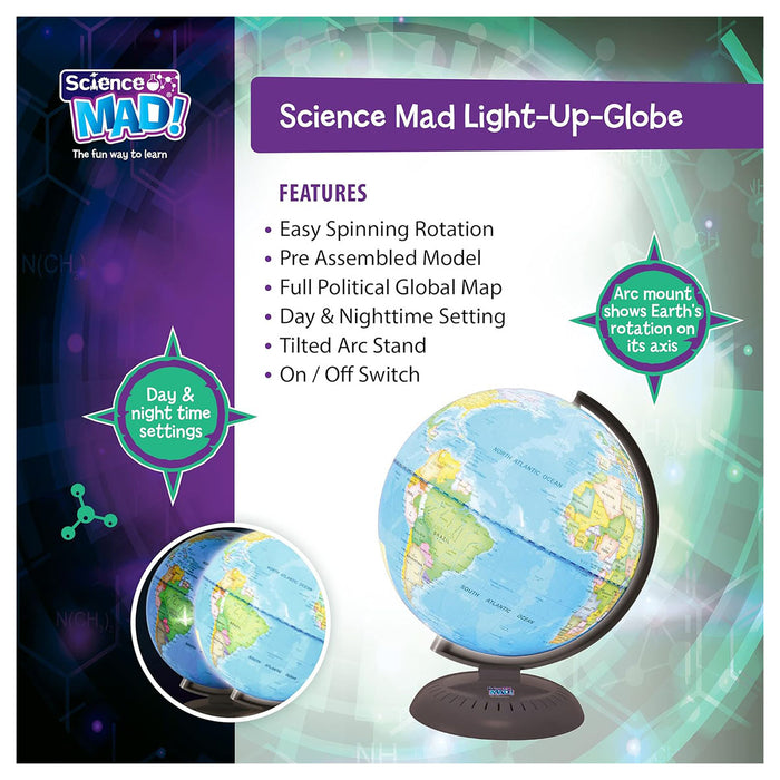 Science Mad Light-Up Globe 20cm