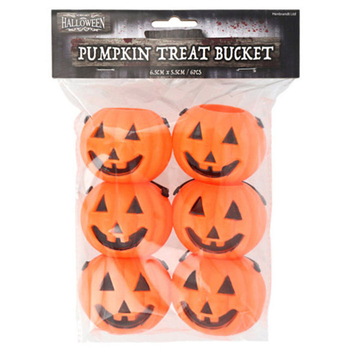Mini Halloween Pumpkin Treat Bucket (6 Pack)