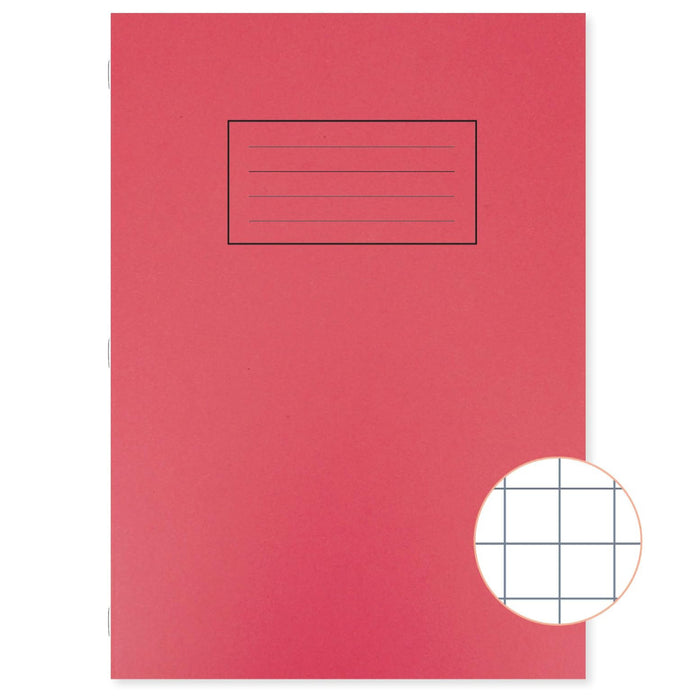 Silvine A4 10mm Squared Exercise Book 80 Pages Red