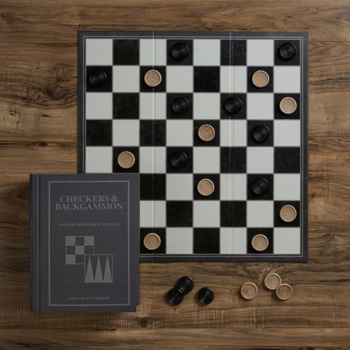 Checkers & Backgammon Vintage Bookshelf Edition Board Game