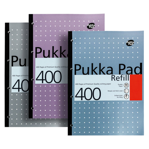 Pukka Pad A4 Metallic Refill Pad 400 pages 80gsm Ruled colours vary Pack of 5