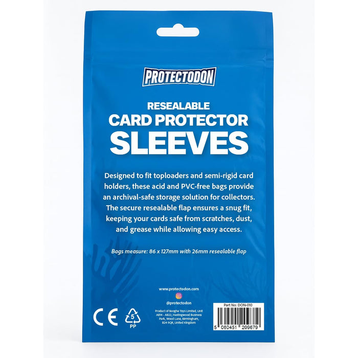 Protectodon Resealable Card Protector Sleeves (100 Pack)